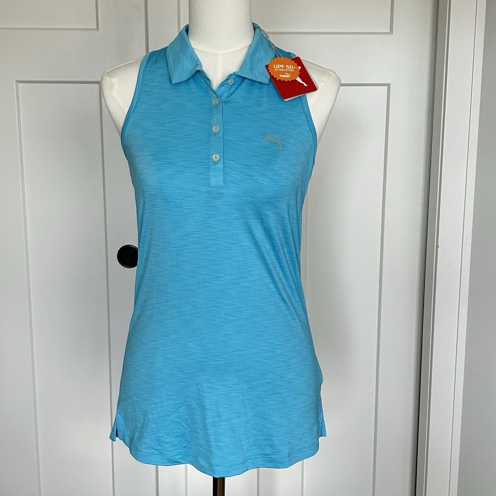 *NWT* Puma Golf Polo Tank - Women's XS - Racerback Sleeveless Collared Aqua $55